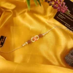 925 Silver Trishul Rudraksh Rakhi Bracelet (Orange) RAK000058 - Image 3