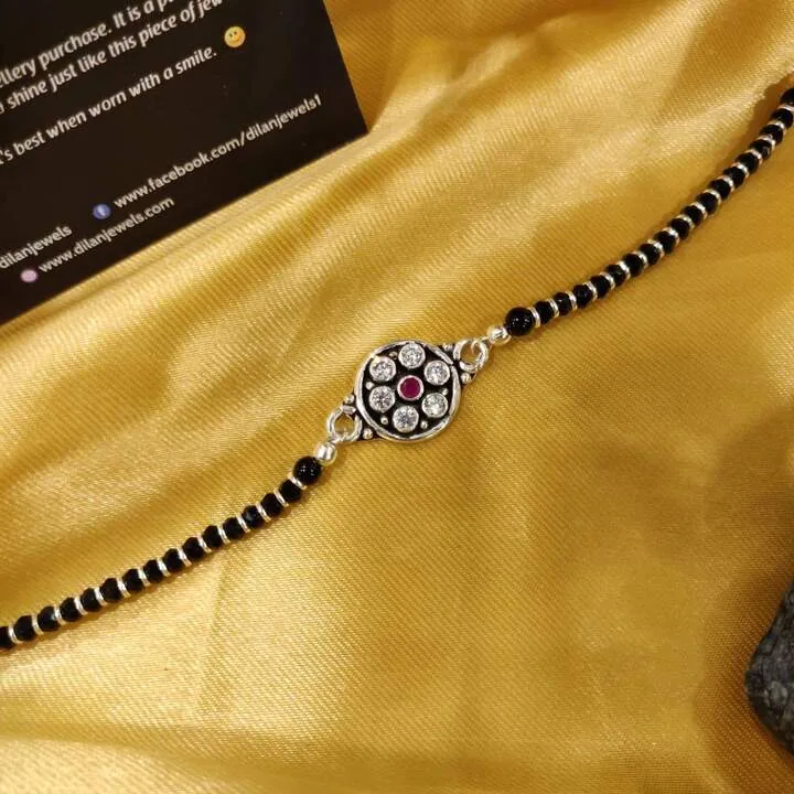925-Silver-Unisex-Nazariya-Rakhi-Bracelet-Ruby-Round-RAK09072211b 925 Silver Unisex Nazariya Rakhi/ Bracelet (Ruby Round) - Image 1