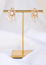 925 Silver Vintage Style Moissanite Festive Tops (Yellow Gold) EAR002389