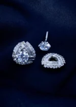 925Silver 2in1- 1ct. Removable Jacket Solitaire Swarovski Studs (Silver) EAR001516 - Image 2