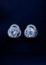 925Silver 2in1- 2ct. Removable Flower Jacket Solitaire Swarovski Studs (Silver) EAR001517