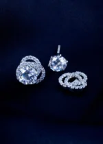 925Silver 2in1- 2ct. Removable Flower Jacket Solitaire Swarovski Studs (Silver) EAR001517 - Image 3