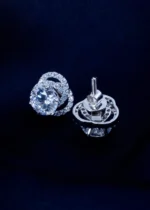 925Silver 2in1- 2ct. Removable Flower Jacket Solitaire Swarovski Studs (Silver) EAR001517 - Image 4