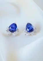 925Silver Blue Pear Swarovski Studs (Silver) EAR001510
