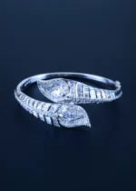 925Silver Lustrous Leaf Swarovski Bracelet (Silver) BRA001333 - Image 2