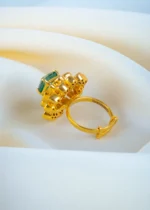925Silver Moissanite Polki Green Ring (Yellow Gold) RING01289 - Image 4