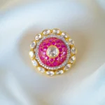 925Silver Moissanite Polki Ruby Locket (Yellow Gold) LOC001284