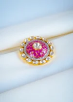 925Silver Moissanite Polki Ruby Locket (Yellow Gold) LOC001284 - Image 3
