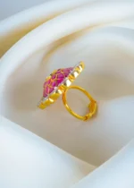 925Silver Moissanite Polki Ruby Ring (Yellow Gold) RING01288 - Image 4