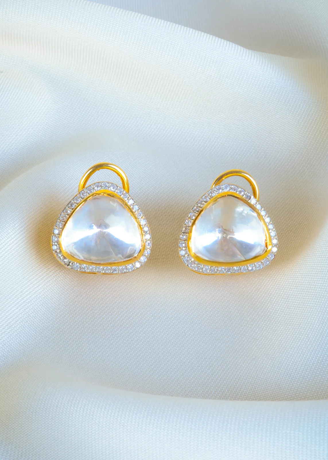 925Silver-Moissanite-Polki-Stud-Earrings-Yellow-Gold-EAR001287a 925Silver Moissanite Polki Stud Earrings (Yellow Gold) EAR001287 - Image 1