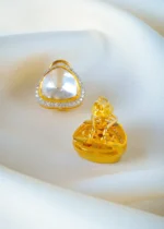925Silver Moissanite Polki Stud Earrings (Yellow Gold) EAR001287 - Image 4