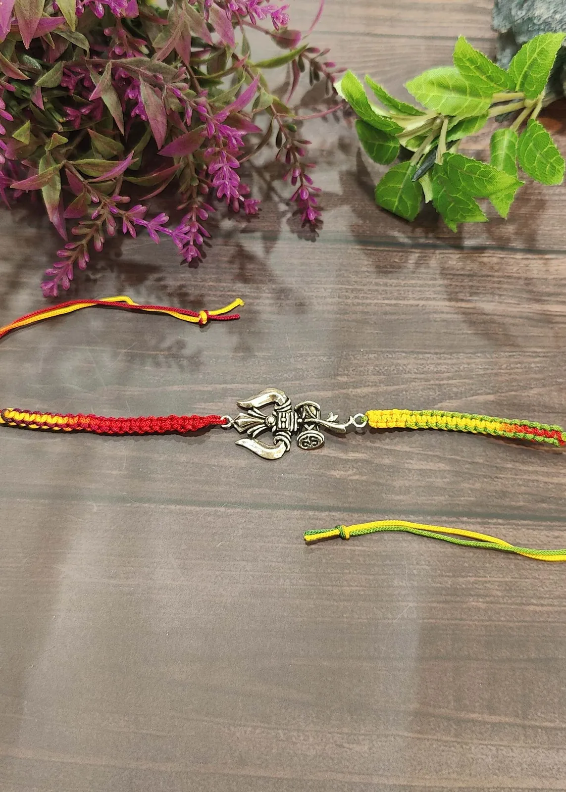 925Silver-Shiva-Thread-Rakhi-Antique-Silver-RAK000534a 925Silver Shiva Thread Rakhi (Antique Silver) RAK000534 - Image 1