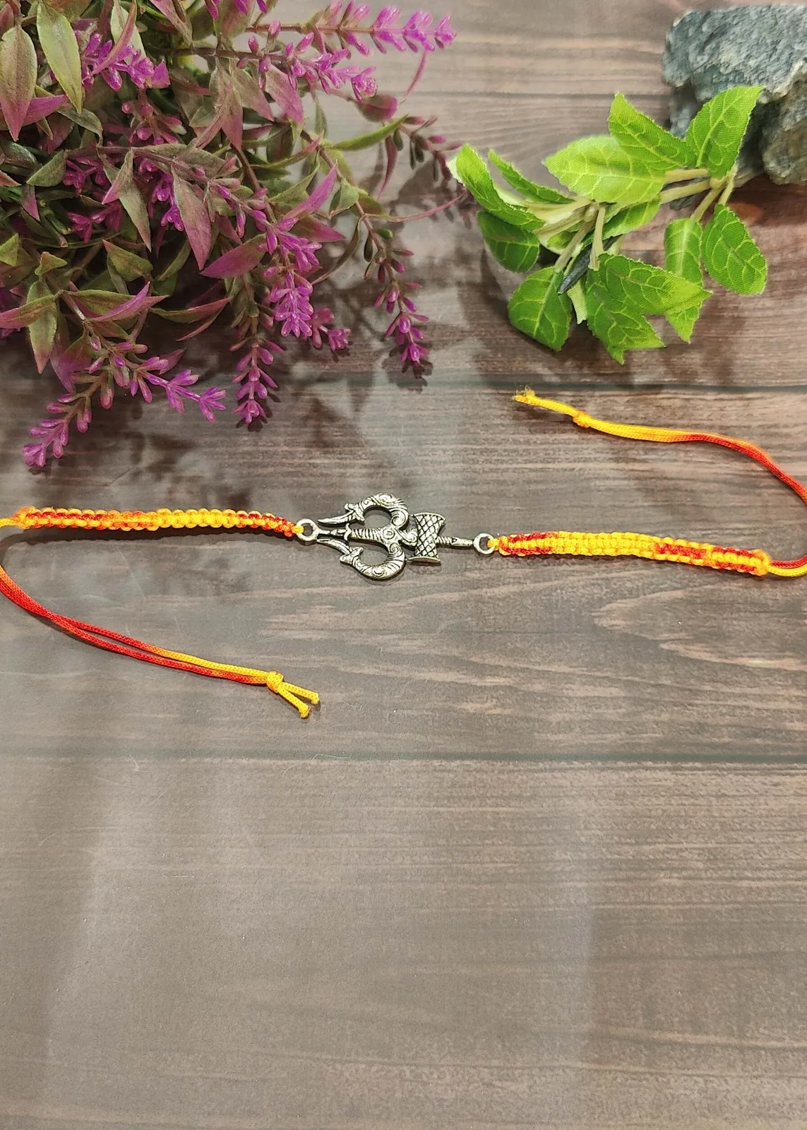 925Silver-Shiva-Thread-Rakhi-Antique-Silver-RAK000536a 925Silver Shiva Thread Rakhi (Antique Silver) RAK000536 - Image 1