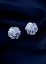 925Silver Swarovski Stud Earrings (Silver) EAR001512 - Image 2