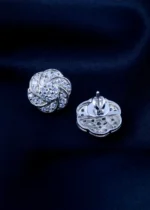 925Silver Swarovski Stud Earrings (Silver) EAR001512 - Image 3