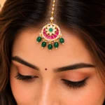 Multi Color Gold Plated Kundan Maangtika- ACC002804