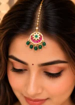 Multi Color Gold Plated Kundan Maangtika- ACC002804