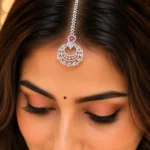 Ruby Silver Plated Diamond Maangtika- ACC002806