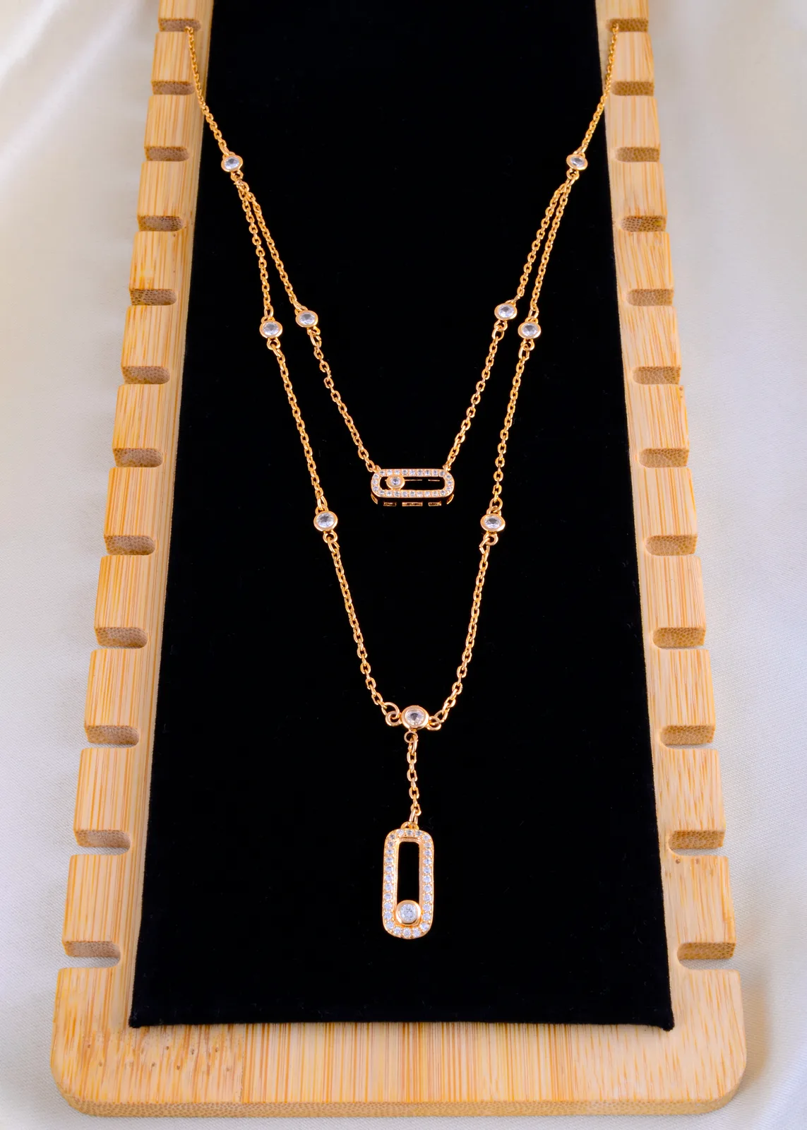 Aarvi-Layered-Luxe-Necklace-Yellow-Gold-NEC001844a Aarvi Layered Luxe Necklace (Yellow Gold) NEC001844 - Image 1