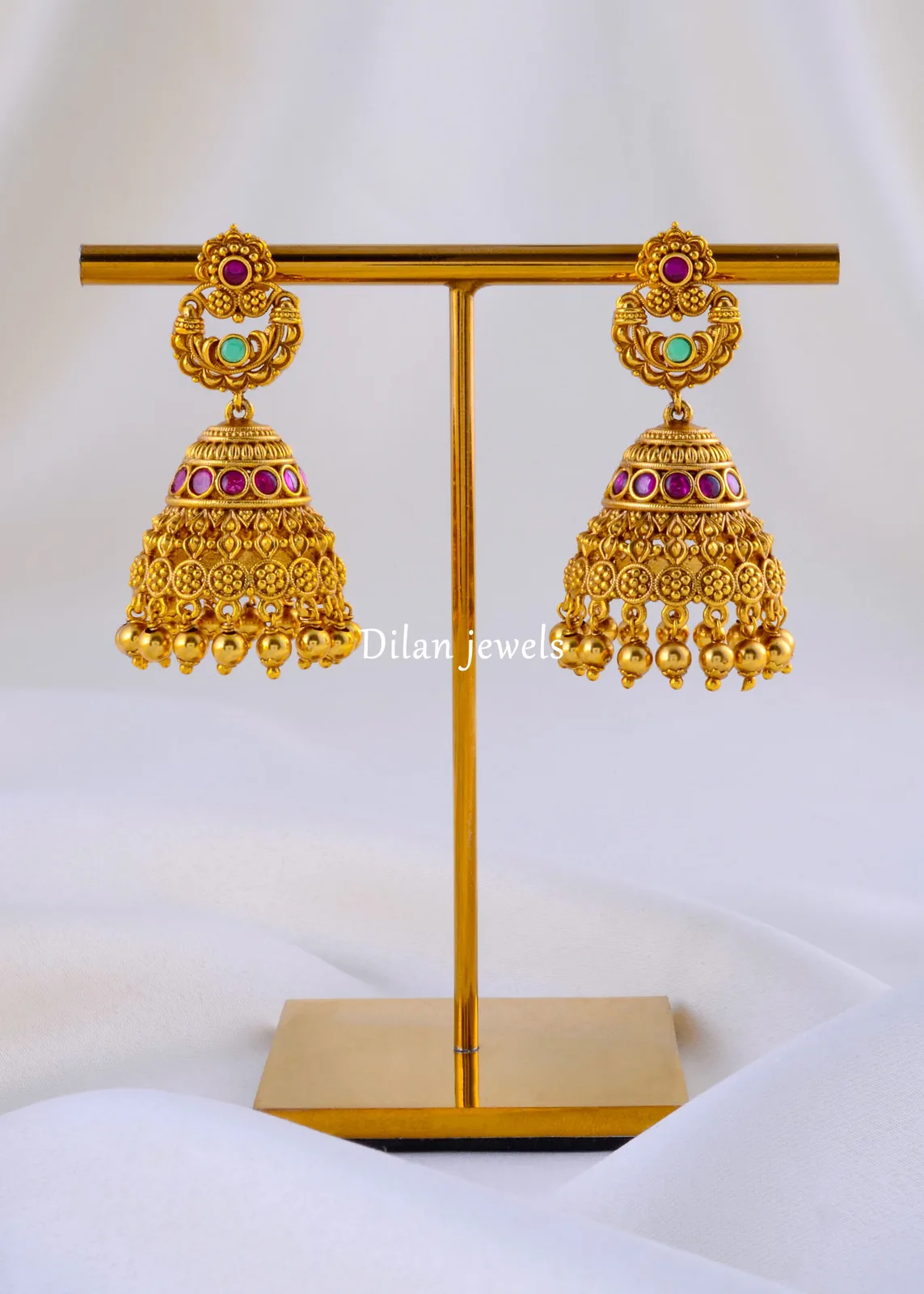 Amara-Jhumka-Antique-Gold-EAR002092a Amara Jhumka (Antique Gold) EAR002092 - Image 1