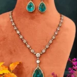 American Green Diamond Necklace Set (Black Rhodium)- NEC27012307