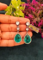 American Green Diamond Necklace Set (Black Rhodium)- NEC27012307 - Image 4