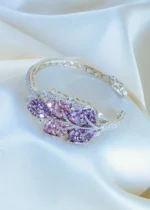 Amethyst Purple Leaf Bracelet (Dual Plating) BRA001150 - Image 3