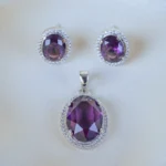 Amethyst Purple locket Set (Silver) PSET01357