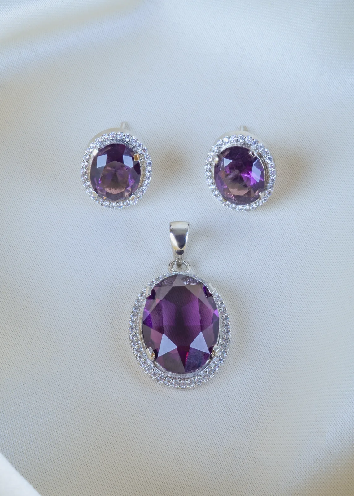 Amethyst-Purple-locket-Set-Silver-PSET01357a Amethyst Purple locket Set (Silver) PSET01357 - Image 1