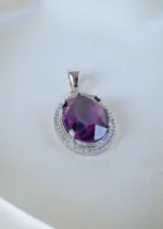 Amethyst Purple locket Set (Silver) PSET01357 - Image 2
