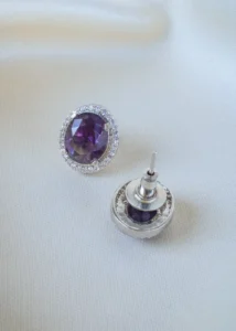 Amethyst Purple locket Set (Silver) PSET01357 - Image 3