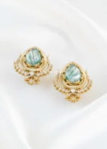 Antique Gold Plated Diamond Earrings- EAR002802 - Image 3