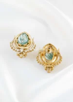 Antique Gold Plated Diamond Earrings- EAR002802 - Image 4