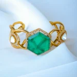 Antique Green Kundan Cuff Bracelet (Antique Gold) BRA001283