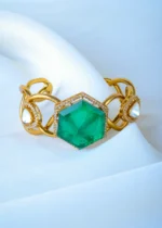 Antique Green Kundan Cuff Bracelet (Antique Gold) BRA001283