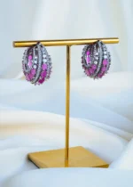 Antique Ruby Red Hoop Earrings (Antique Silver) EAR001291