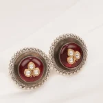 Antique Ruby Studs (Dual Plating) EAR000607