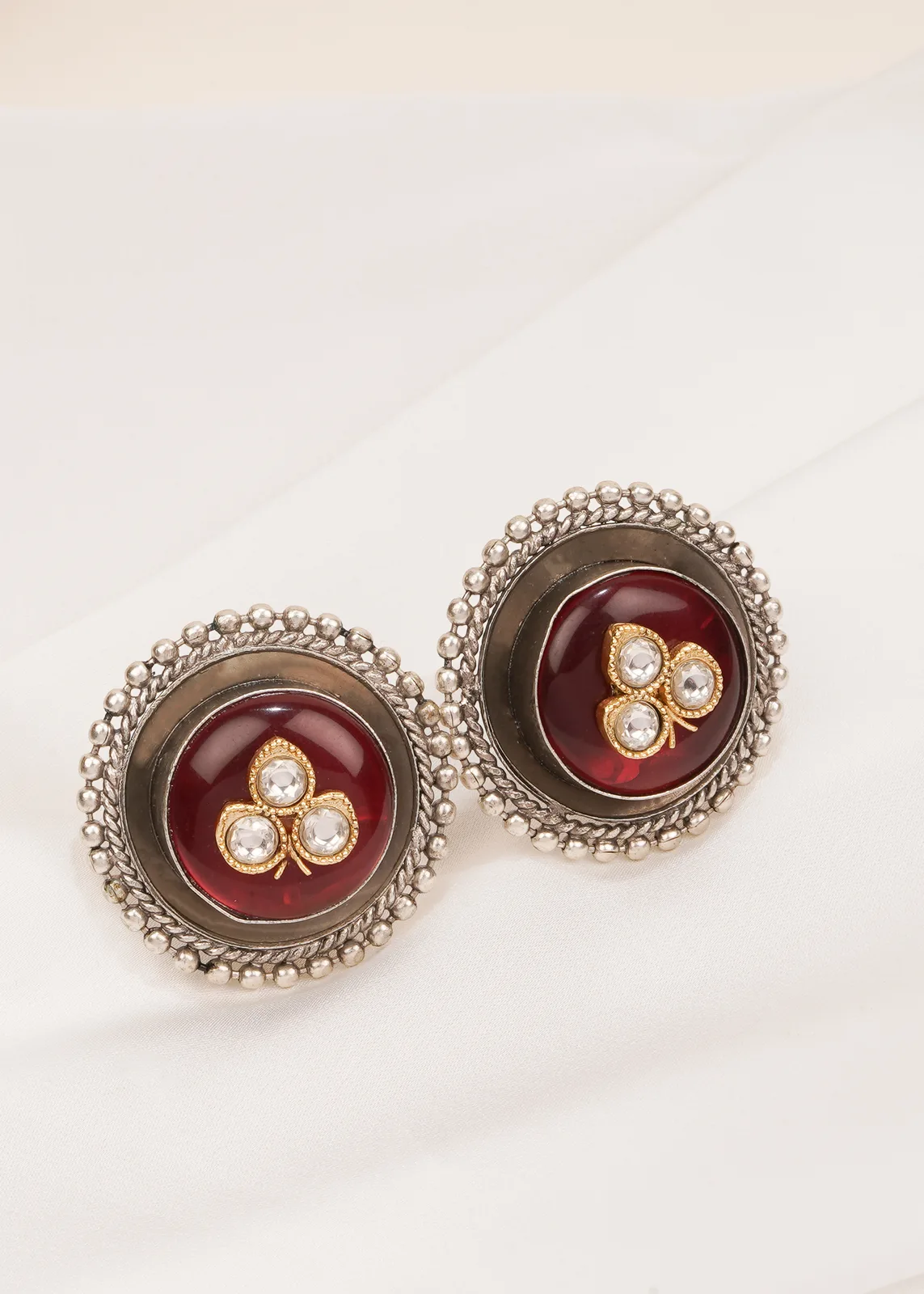 Antique-Ruby-Studs-Dual-Plating-EAR000607a Antique Ruby Studs (Dual Plating) EAR000607 - Image 1