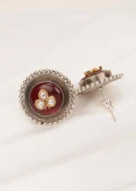 Antique Ruby Studs (Dual Plating) EAR000607 - Image 3