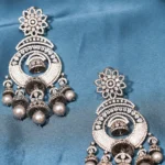 Antique Silver Diamond Jhumkas (Black Rhodium) EAR000505