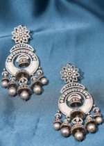 Antique Silver Diamond Jhumkas (Black Rhodium) EAR000505