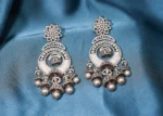 Antique Silver Diamond Jhumkas (Black Rhodium) EAR000505 - Image 2