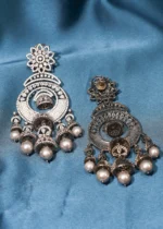Antique Silver Diamond Jhumkas (Black Rhodium) EAR000505 - Image 3