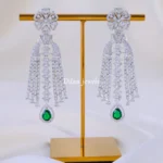 Anya Azure Green Danglers (Silver) EAR002086