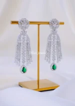 Anya Azure Green Danglers (Silver) EAR002086 - Image 2