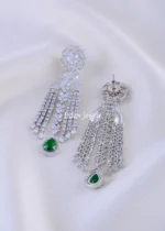 Anya Azure Green Danglers (Silver) EAR002086 - Image 3