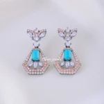 Aqua Bloom Statement Earrings (Black Rhodium) EAR002235
