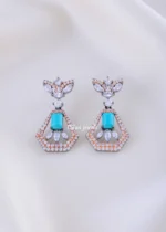 Aqua Bloom Statement Earrings (Black Rhodium) EAR002235