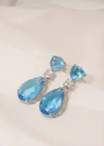 Aqua Blue Danglers (Silver) EAR000442