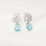 Aqua Blue Drop Earrings (Silver) EAR000728